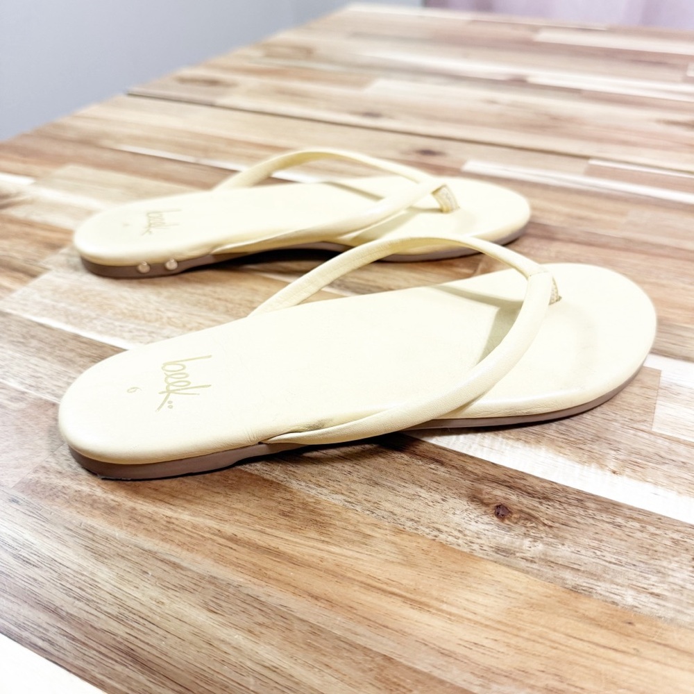 Beek Sunbeam Flip Flop Leather Flat Thong Sandals in Glow Pale Yellow size 6 - Picture 12 of 14